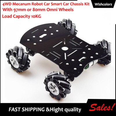 4WD Mecanum Smart Robot Car Chassis Kit Load Capacity w/ Omni Wheels Unfinished