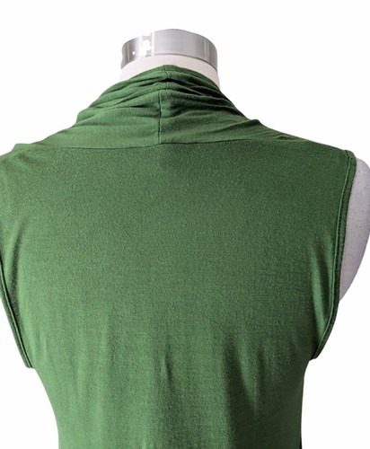 CELL Strickjacke Oberteil offen grün Strick ärmellos asymmetrischer Saum Stretch LARGE - Bild 5 von 7