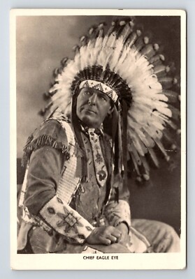 Indianer: Häuptling Adlerauge. Indianer. Einfache Rückseite Echtfoto Postkarte.