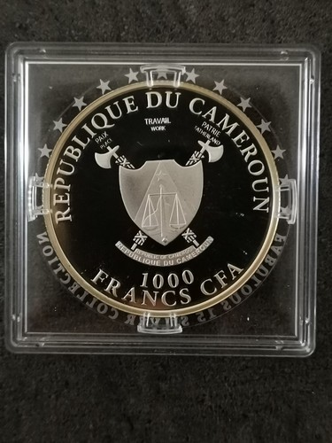 1000 FRANCS CFA SILBER 2012 GORILLA DE LA RIVER CROSS 7500 EX. KAMERUN - Bild 2 von 3