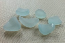 6 Pcs PALE SEAFOAM Beach Combed Sea Glass, Bottle Neck Pieces