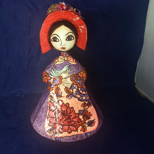 VINTAGE 12.5" MEXICAN ABELARDO RUIS PAPER MACHE FOLK DOLL SIGNED
