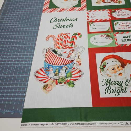 FLAW Peppermint Candy Panel 23x42 Northcott Christmas Labels Blocks - Picture 6 of 9