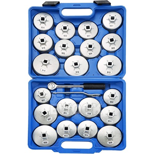 23Pcs Cup Type Oil Filter Wrench Set 1/2" Square Drive Removal Socket Tool Kit - Picture 2 of 7
