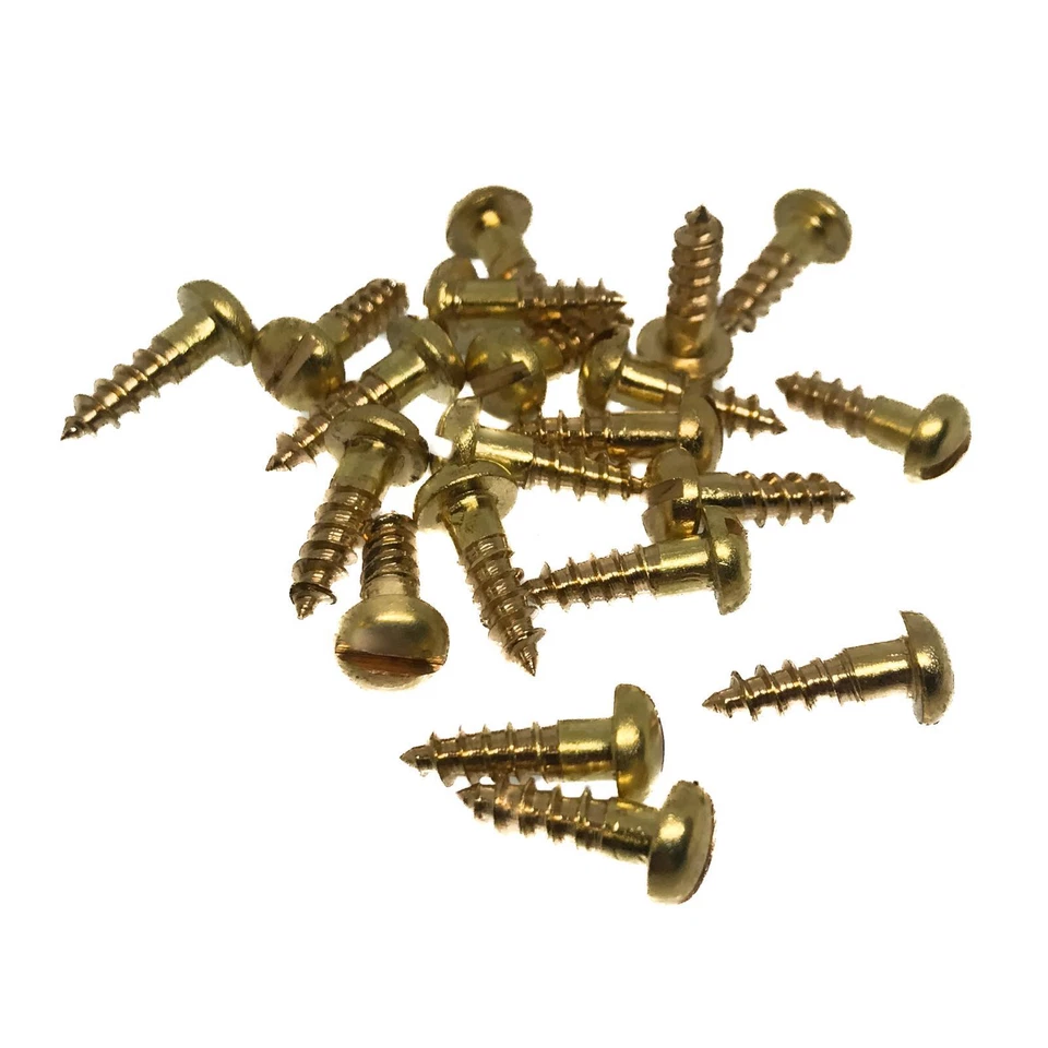 THUNDERFIX Brass Roundhead Slotted Wood Screws - 3.0mm x 10mm - 4 x 3/8" (Pack of 20)