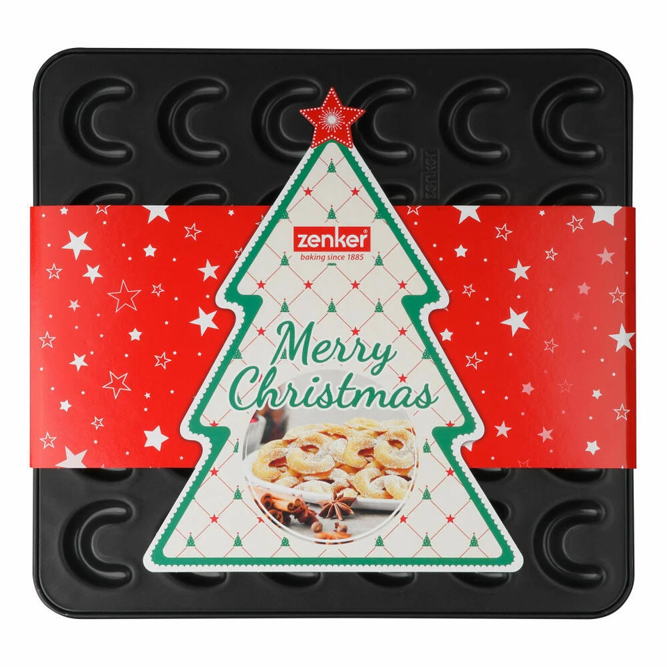 Zenker Sparkling Christmas Vanillekipferlblech Vanillekipferl Blech Schwarz 30cm - Bild 2 von 4