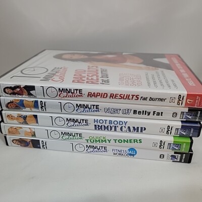 10 Minute Solution Workout Lot Of 5 Fitness DVDs Boot Camp Fitness Ball Tummy