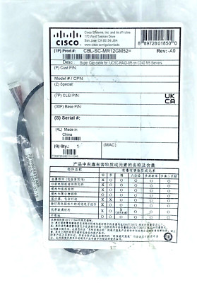 Cisco UCS CBL-SC-MR12GM52 Super Cap Cable for UCSC-RAID-M5HD/ NEW