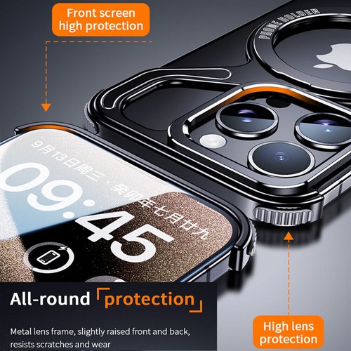 Minimalist Z Shaped Metal Frameless Case Magnetic Stand For iPhone 13 14 15 16 - Photo 10 sur 30