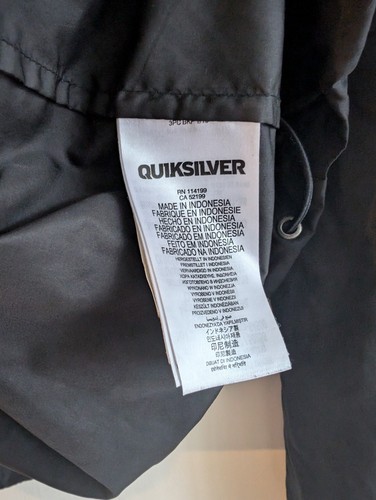 Quicksilver Black Windbreaker Mens Size Medium Surf Skater Style Embroidered - Foto 6 di 7