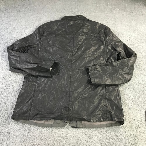 John Varvatos Jacket Mens 56 Dry Waxed Linen Motorcycle Jacket Hoodie Gray Casua - Picture 8 of 16