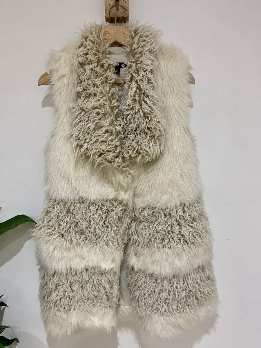 H M Longline Afghan Luxury Arctic Plush Faux Fur Boho Sleeveless
