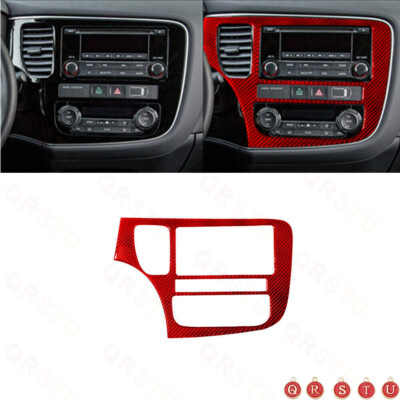 For Mitsubishi Outlander 14-16 Red Carbon Fiber Climate Control Console Surround