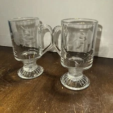 Princess House Heritage Irish Coffee/Latte Mug 5.50" Pedestal Set Of 2