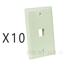 10 Pack Lot Keystone 1 Hole Port Jack Network Wall Face Plate CAT5e CAT6 Almond