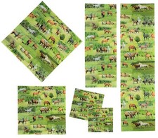 Tischdecke Tischläufer Kissenbezug Baumwolle Pferde Grün Sandner Made in Germany