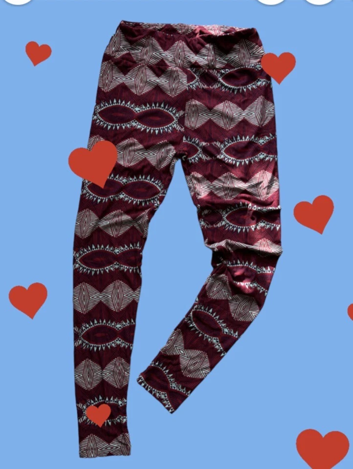 Leggings Lularoe Estampado Floral OS Rojo/Azul Difícil de Encontrar Raro Talla Única Poliéster Elástico Foto 3 de 4