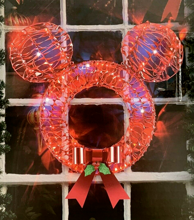 DISNEY Christmas WREATH Mickey Mouse LED Lighted 25 1/2" 5286370 NEW