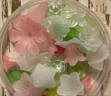 beads for jewelry making hand dyed acrylic flowers and leaves lot