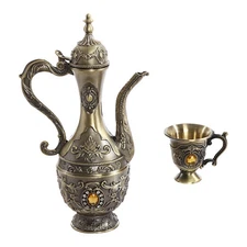 Vintage Coffee Pot And Cups Set, Tea Pot Set, 6 Teacups,1 Teapot, And 1 Tea Tray