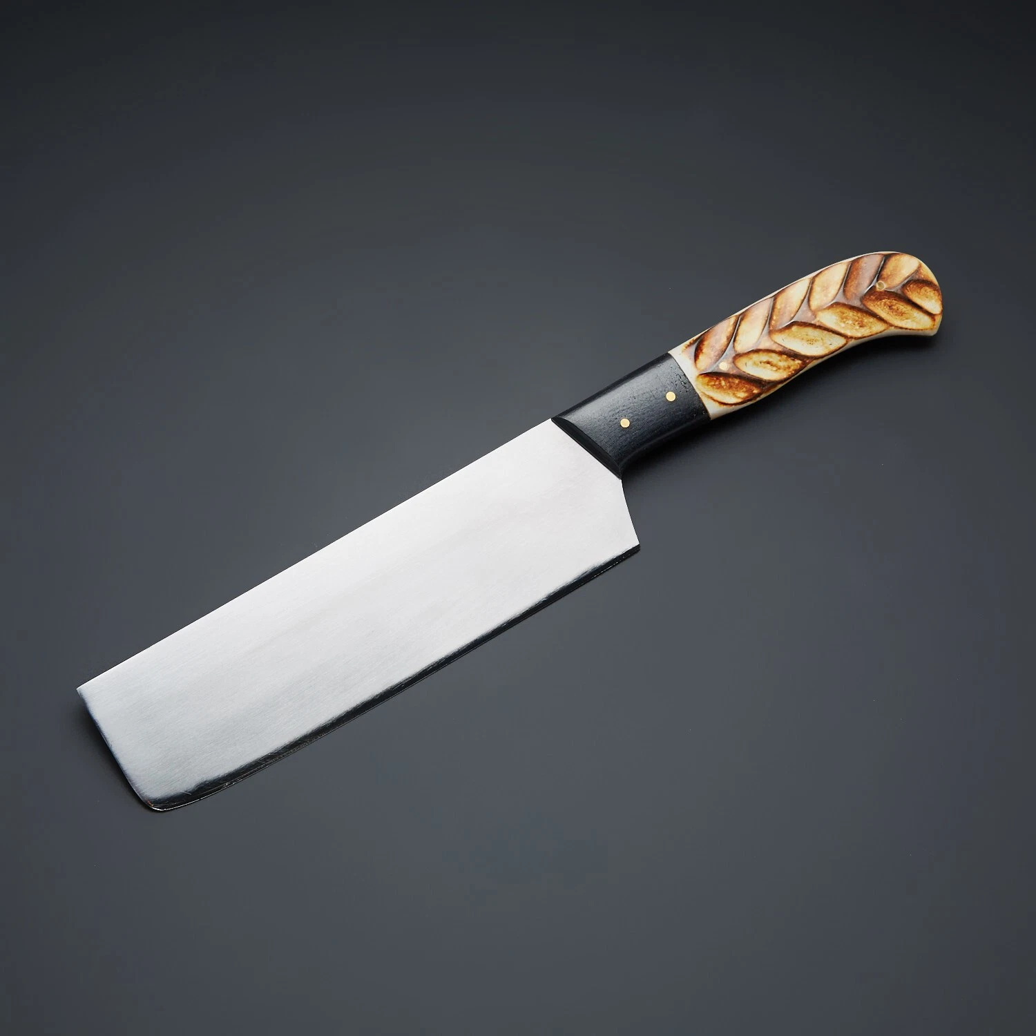 STAINLESS STEEL CHEF CLEAVER custom handmade with leather sheath
