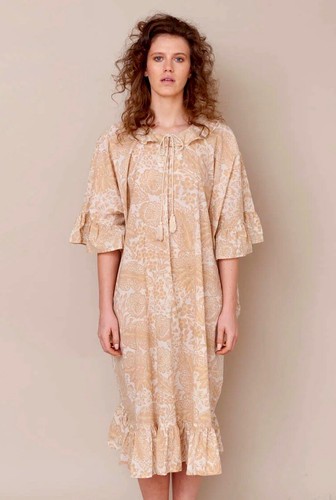 BEAUMONT ORGANIC Kleid Large Beige Bio Baumwolle Radha Midi Länge Kaftan - Bild 9 von 19