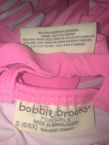 New with Tag Bobbie Brooks 2 PC S (6/6X) Pink Stripe Swimsuit Bikini BB12 - Picture 11 of 12