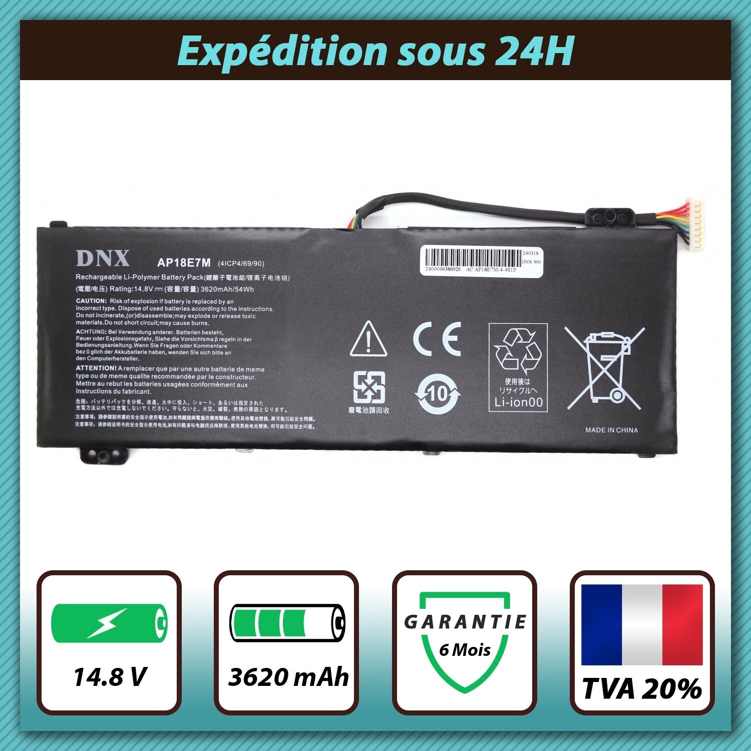 Batterie Acer Predator Helios 300 PH317-53 Solution Coupures Courant
