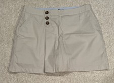 Lands End Khaki Skort Size 14 Cotton Skirt Shorts Buttons Front Pockets NEW NWT