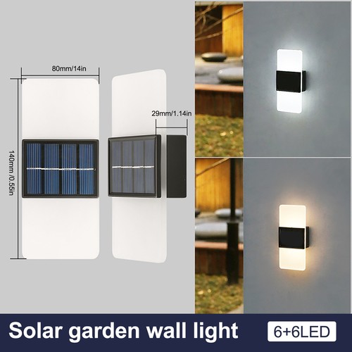 Solar LED Street Wall Light Up Down Outdoor Waterproof Garden Yard Sconce Lamp - Picture 10 of 15