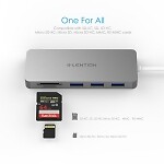 LENTION USB-C Multiport Hub with 3 USB 3.0 Ports, SD Card Reader, Micro SD Card - Bild 1 von 4