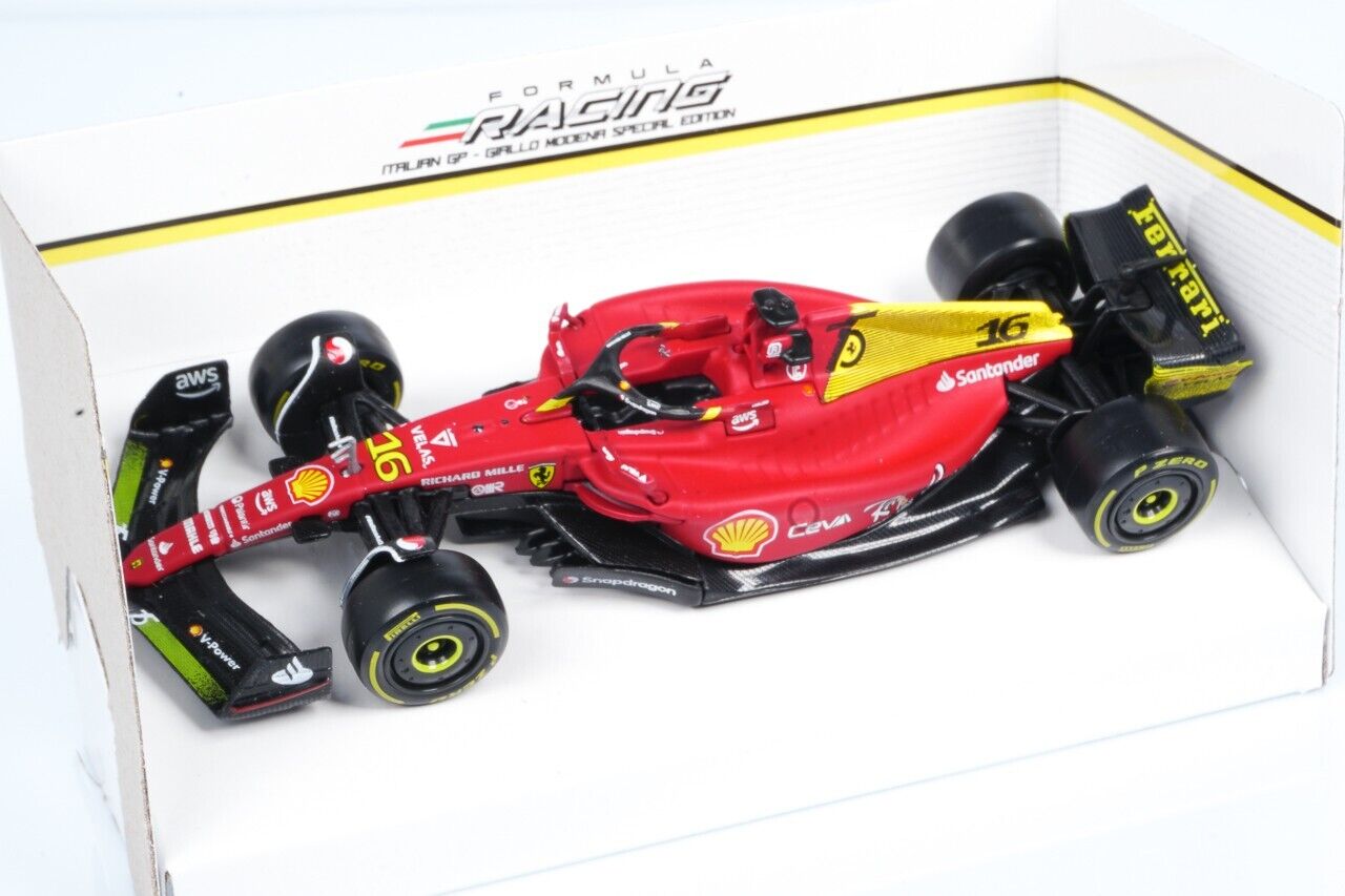 Modellino Ferrari F1 Monza 2022 C.Leclerc F1-75 Giallo Modena Burago 1/43 - Foto 2 di 5