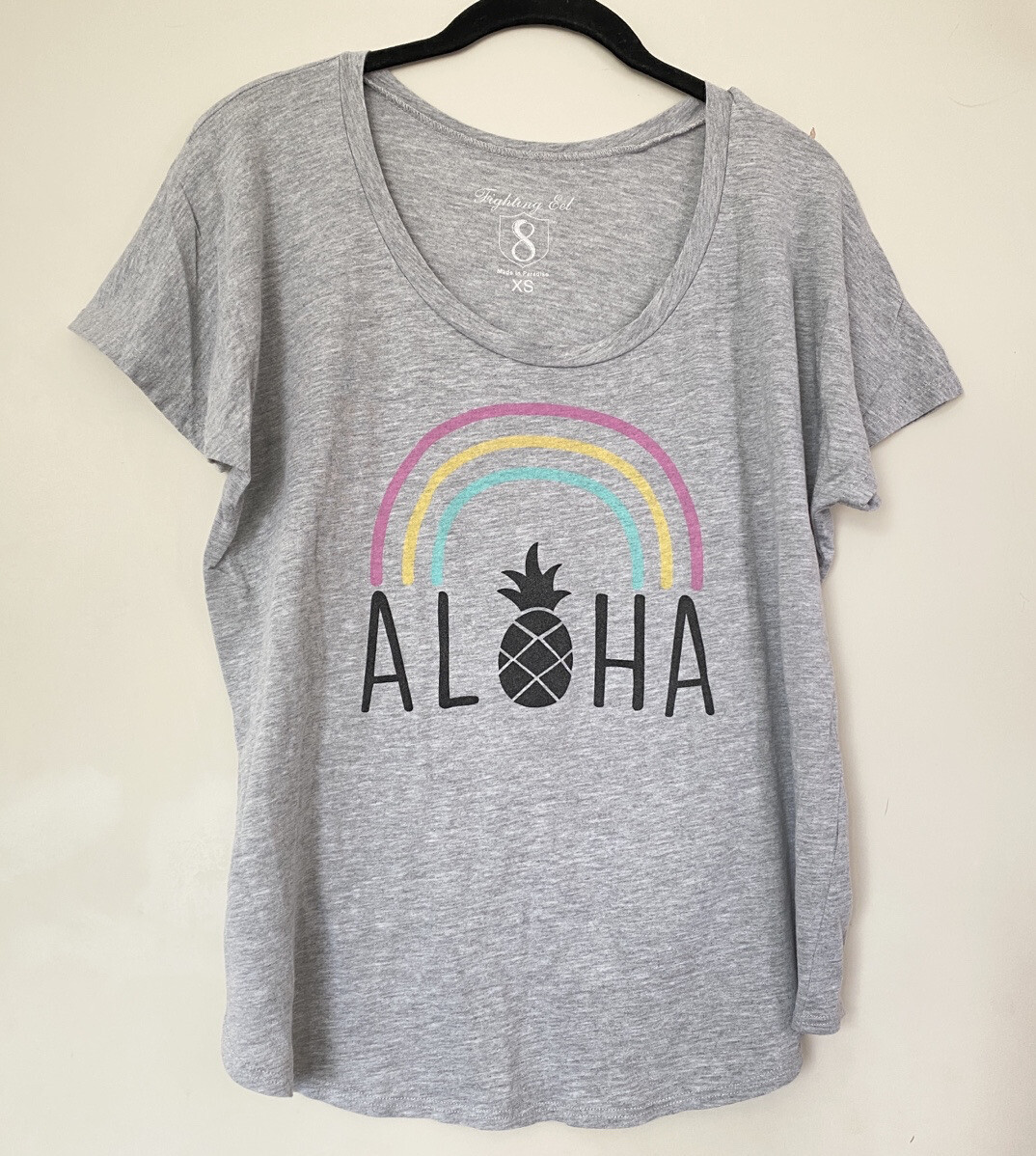 Fighting Eel Grey Rainbow Aloha Pineapple Tee XS - image 1