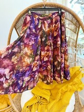 COLDWATER CREEK FLORAL WATERCOLOR SKIRT SIZE PL- NEW WITH TAGS MULTICOLOR