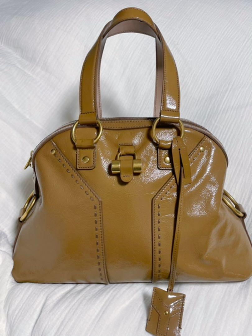 Borsa donna musa Yves Saint Laurent originale beige scuro dal Giappone