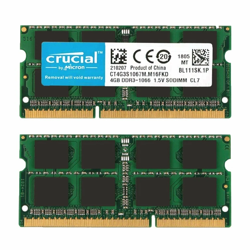 8GB 2x 4GB 2GB 1066MHz DDR3 PC3-8500S SODIMM Laptop Memory SDRAM Crucial Lot BT - Image 4 of 4