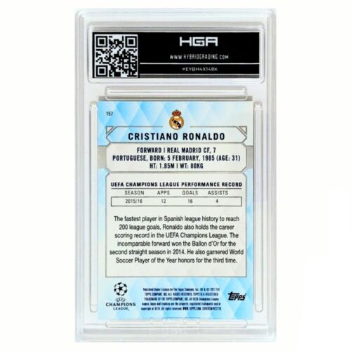 HGA 9.5 Gem Mint 2016 Topps UCL Showcase #157 Cristiano Ronaldo Gold /99 (Pop 1) - Picture 2 of 2