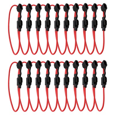 20 Pcs 14 Gauge APM / ATM MINI Blade Inline Fuse Holder 100% OFC Copper Wire USA