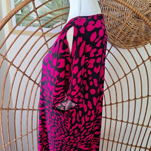 TAKING SHAPE TS Cold Shoulder Leopard Pink Print Dress XXS Plus Size Curve AU 14 - Picture 3 of 6