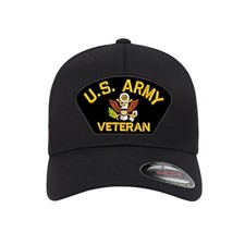 US ARMY VETERAN / RETIRED Logo Embroidered Patch Flexfit Fitted Ball Cap