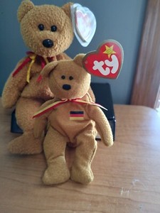 Germania Ty Retired Beanie Baby Teddy Bear - German Flag with Teenie Beanie