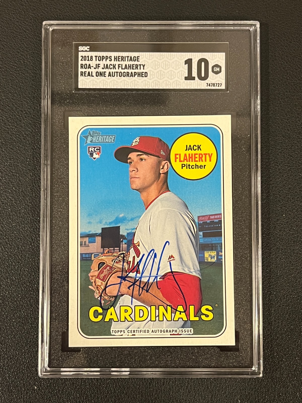 Jack Flaherty 2018 Topps Heritage Rookie Real One Auto Cardinals SGC 10