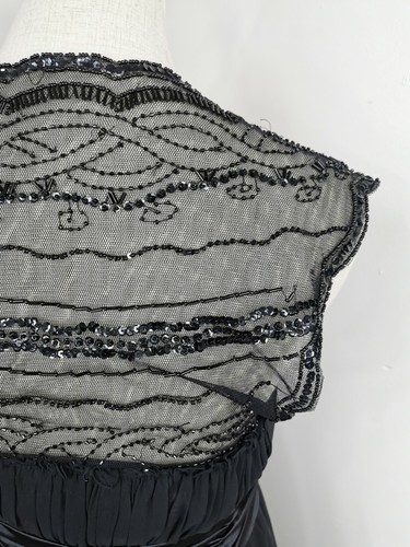 Grace and Hart Black Silk Dress Size 10 Embroidered Beaded Sheer Layered - Picture 9 of 12