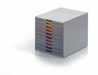 Durable VARICOLOR Desktop Organizer 10 Drawer Color Coded | Letter Size