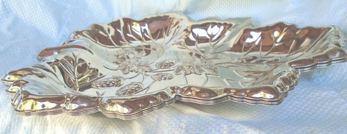 FOUR STERLINGCRAFT® SERVING TRAYS MAPLE LEAF SILVER & NICKEL GERMAN SILVER - Picture 3 of 5