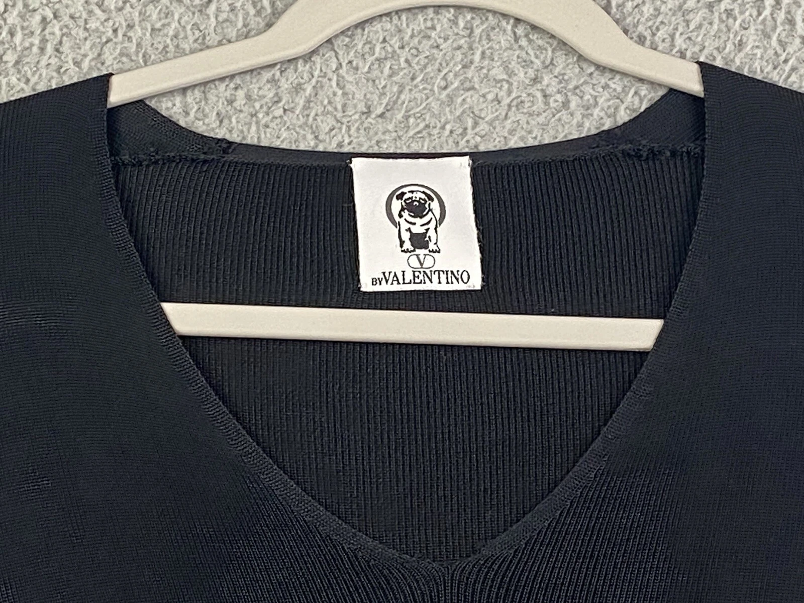 Abito Maglione Valentino S Small 42 IT Nero Viscosa Rayon Maglia Elasticizzato EXC