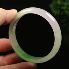 60mm White Lavender Green Icy Jadeite Jade Bangle Bracelet Burma Jade A-13641