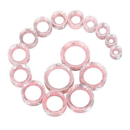 Paar ultradünne Flesh Tunnel Silikon Ohr Messgeräte Stecker Silber Punkte Expander USA - Bild 8 von 26