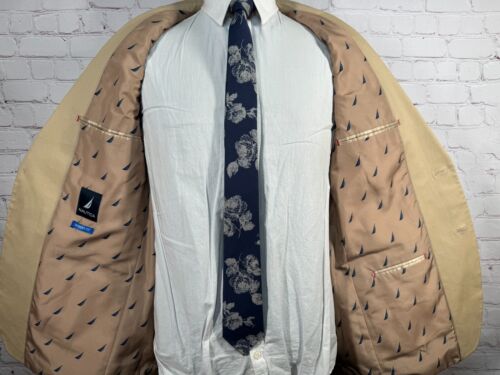 NEW NAUTICA Mens Khaki Tan COTTON ATHLETIC FIT Sport Coat Blazer Jacket 42R - Picture 7 of 10