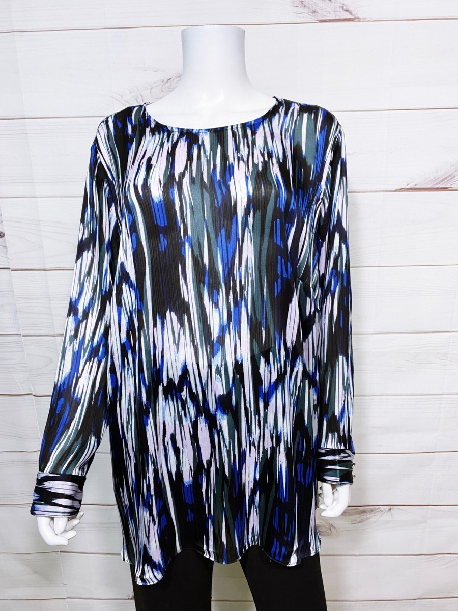 Vince Camuto Womens Top Size 2X Multicolor Round Neck Back Zip